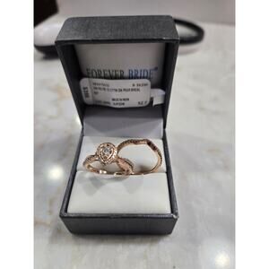 New In Box Bridal Set Rings Engagement Wedding Size 7 10 K RG FB 1/2 CTTW DIA